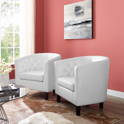 Prospect Upholstered Vinyl Armchair Set of 2, Faux Leather, White, 19257