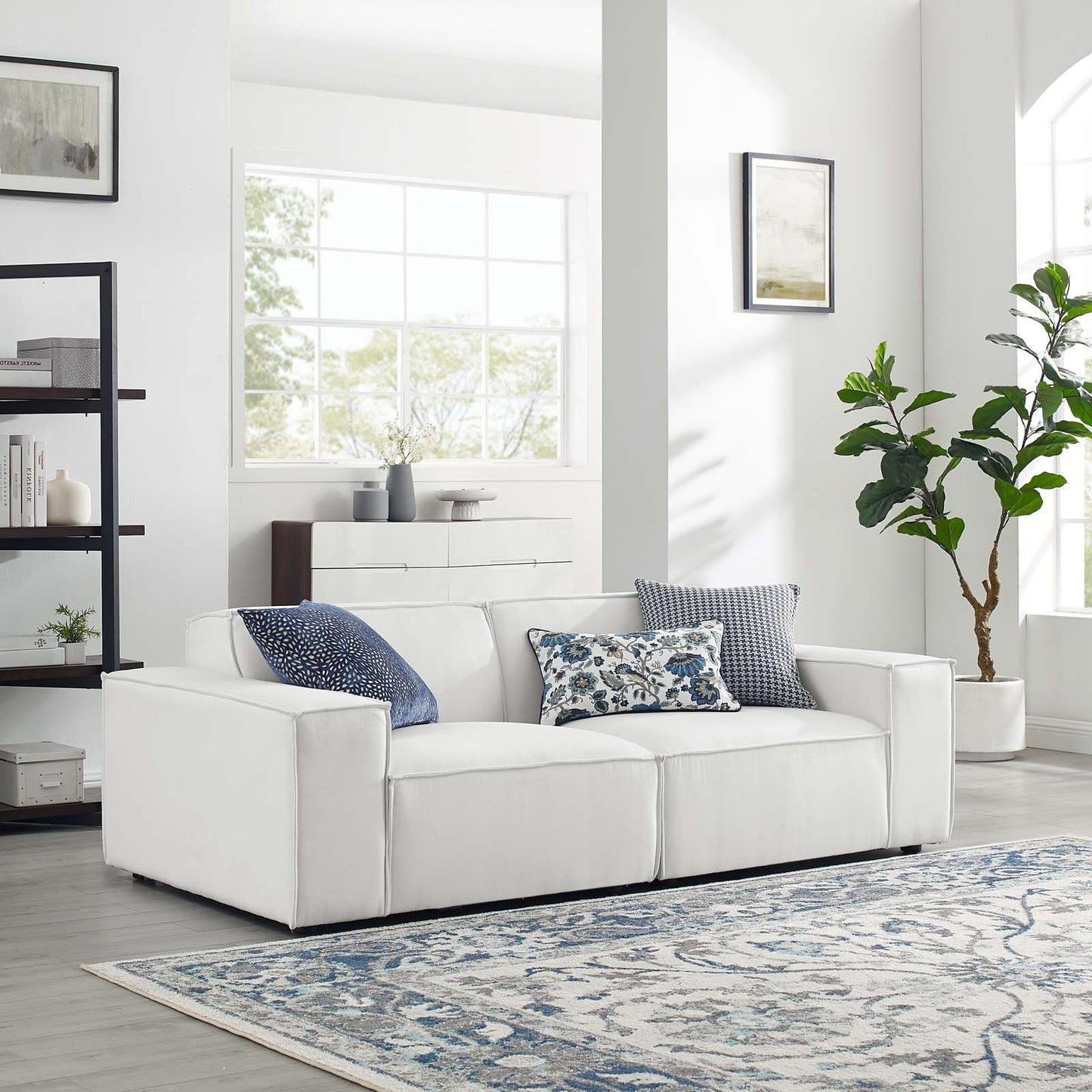 Restore 2-Piece Sectional Sofa, Fabric, White, 19259