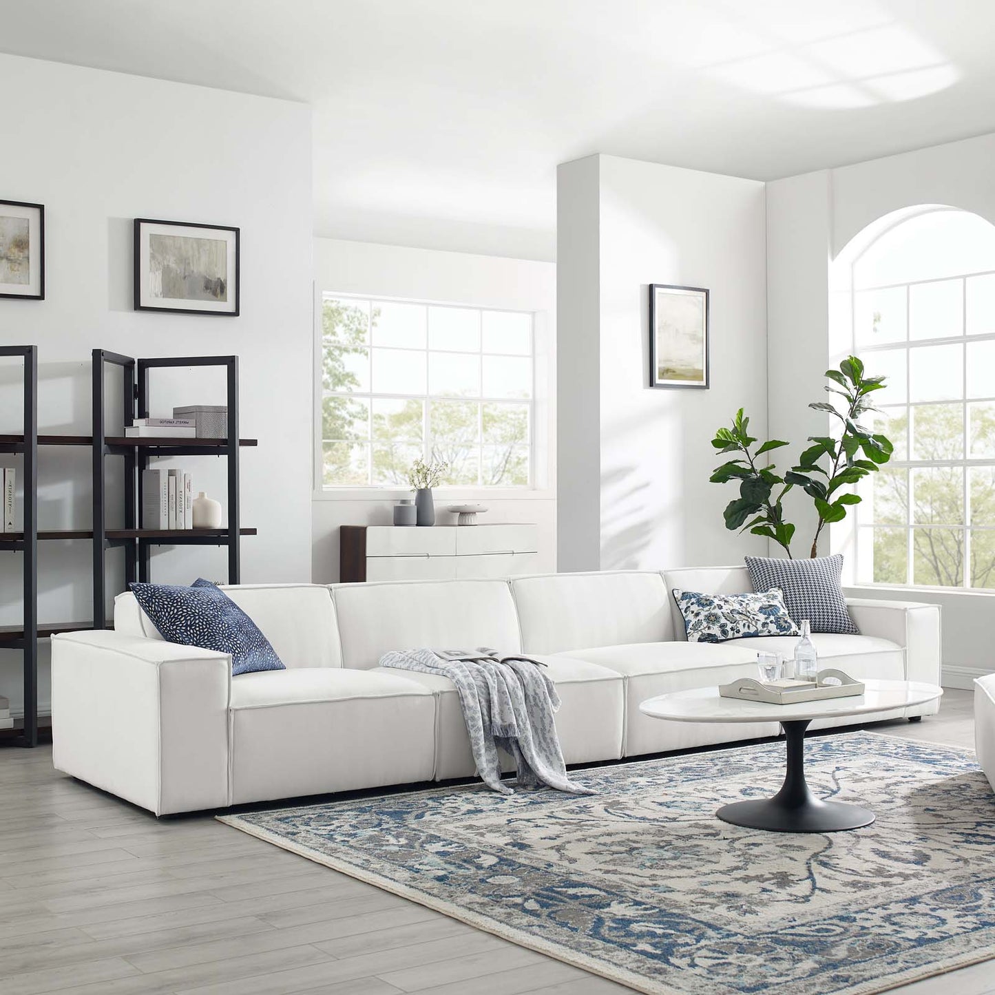 Restore 4-Piece Sectional Sofa, Fabric, White, 19265