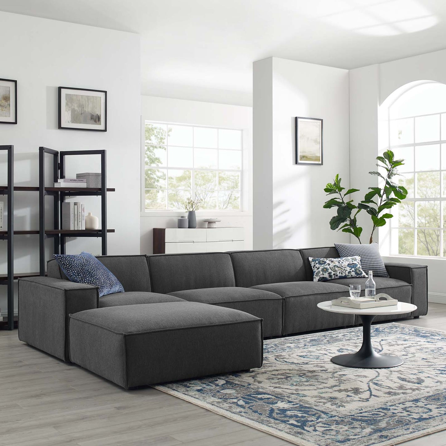 Restore 5-Piece Sectional Sofa, Fabric, Dark Grey Gray, 19266