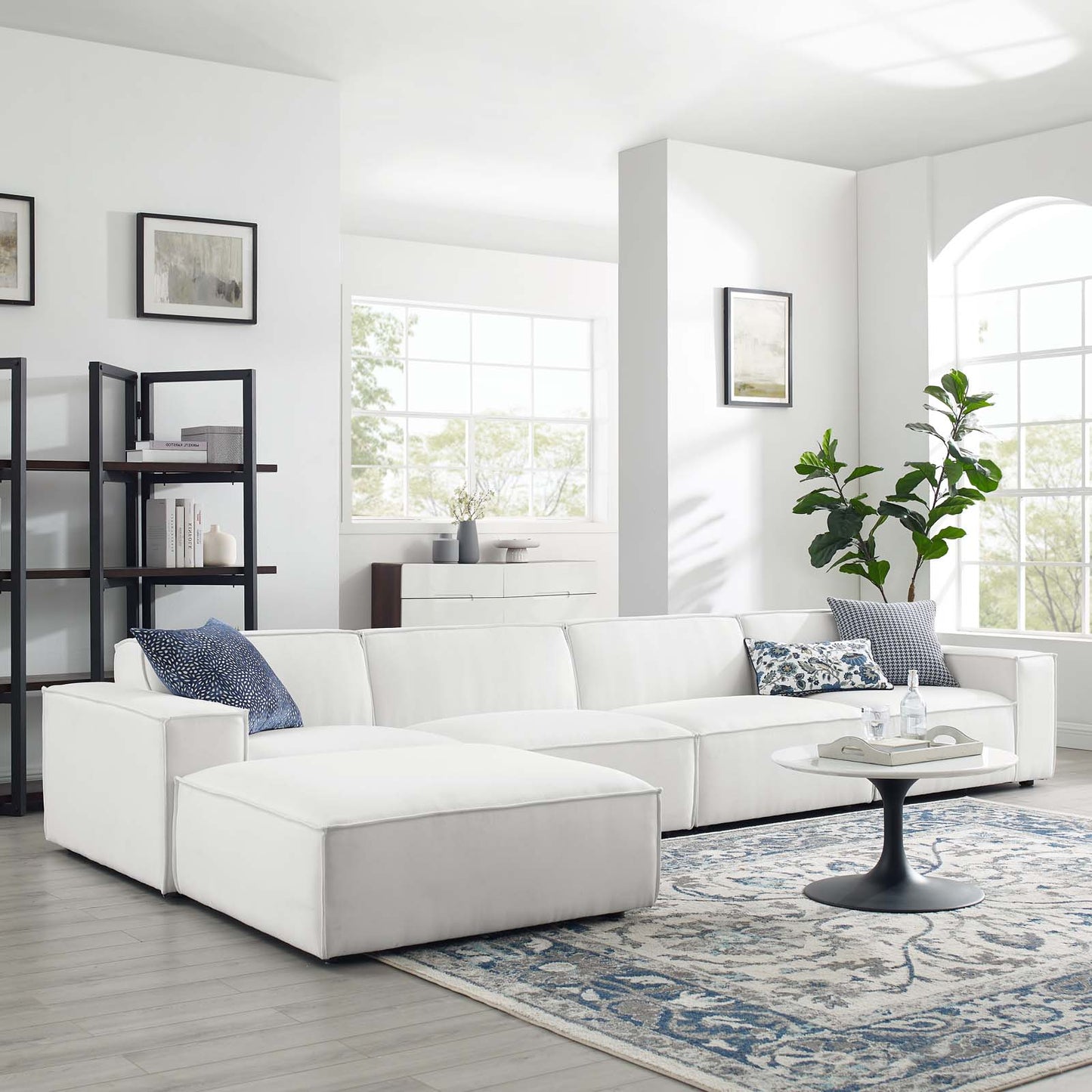 Restore 5-Piece Sectional Sofa, Fabric, White, 19267
