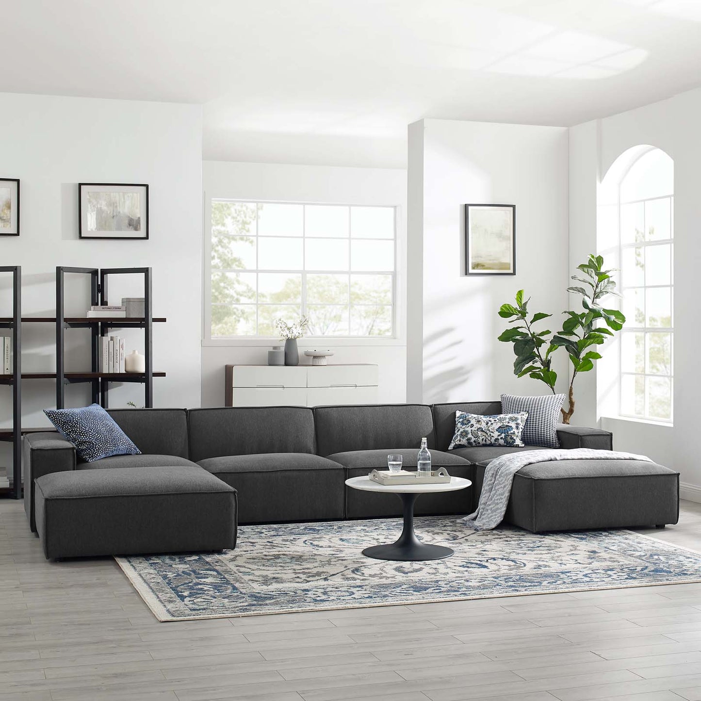 Restore 6-Piece Sectional Sofa, Fabric, Dark Grey Gray, 19268