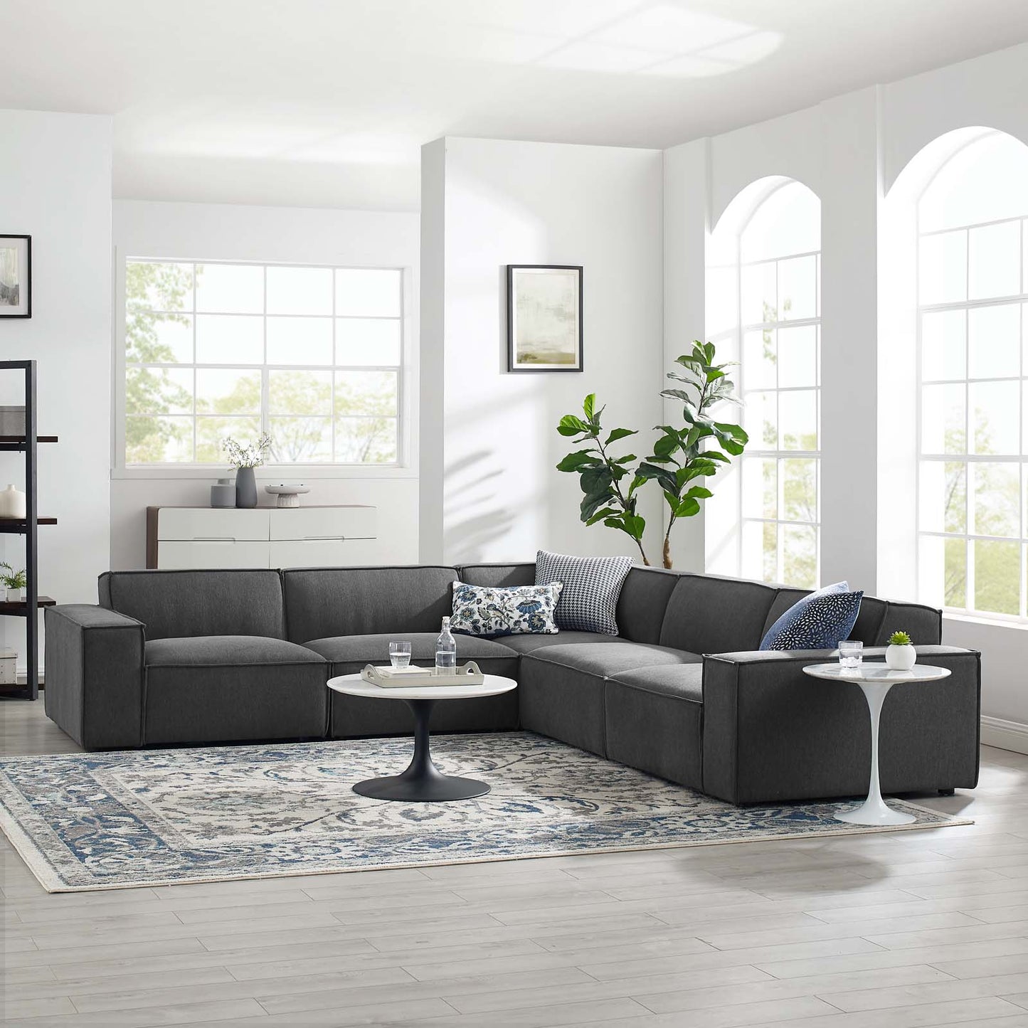 Restore 5-Piece Sectional Sofa, Fabric, Dark Grey Gray, 19270