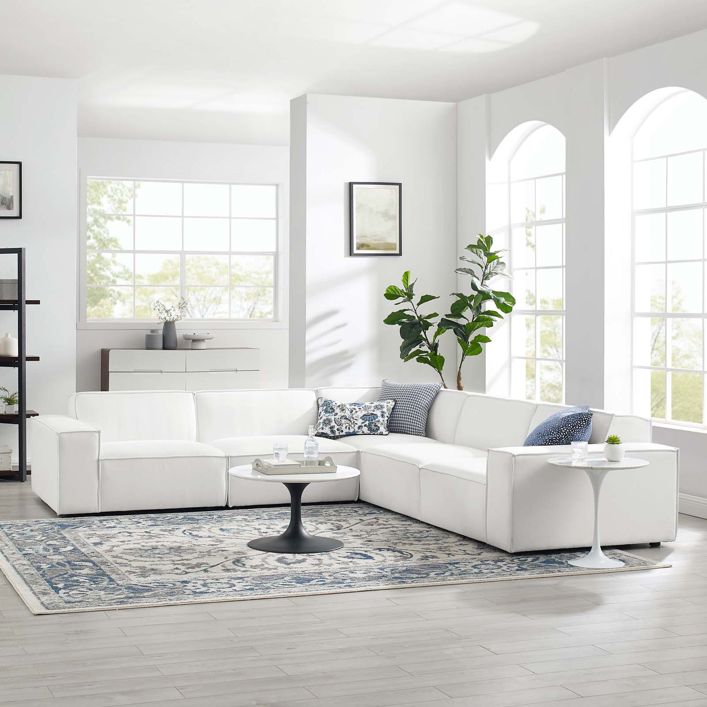 Restore 5-Piece Sectional Sofa, Fabric, White, 19271