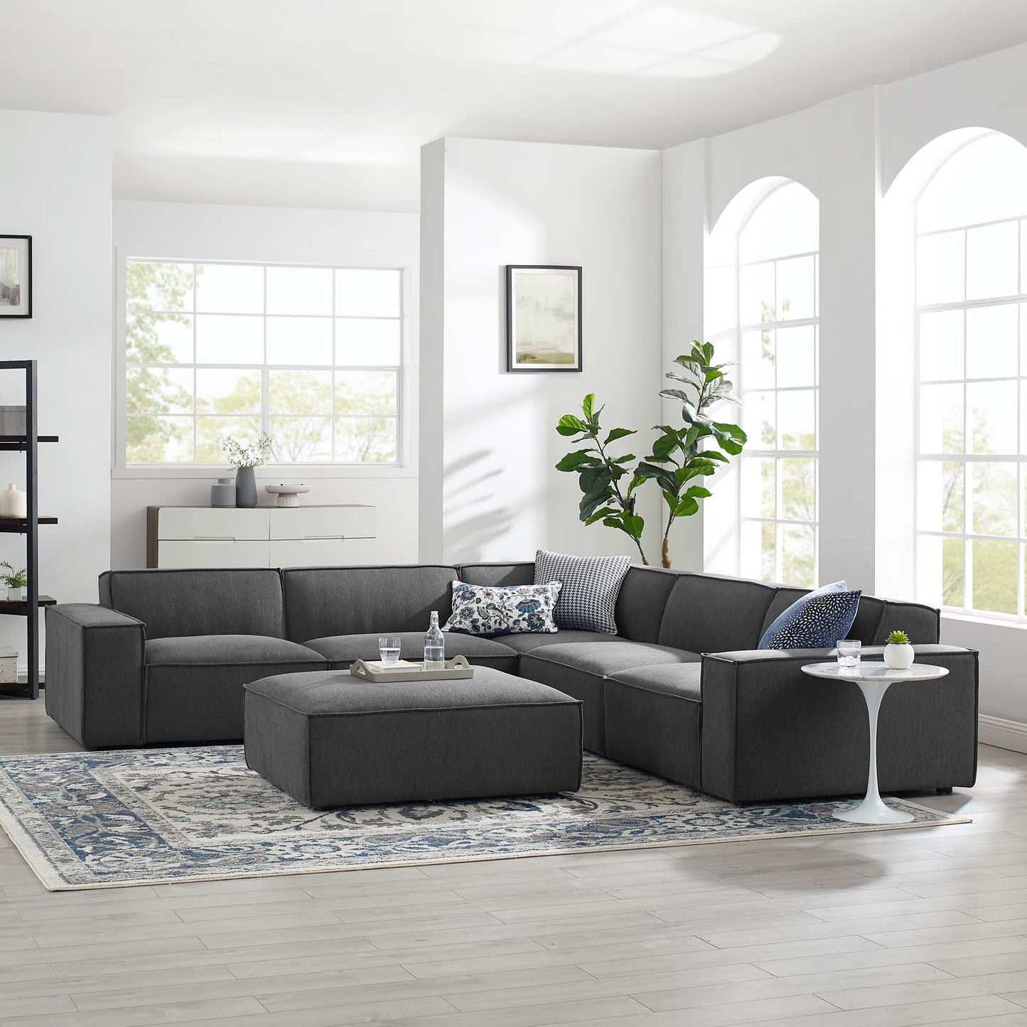 Restore 6-Piece Sectional Sofa, Fabric, Dark Grey Gray, 19272