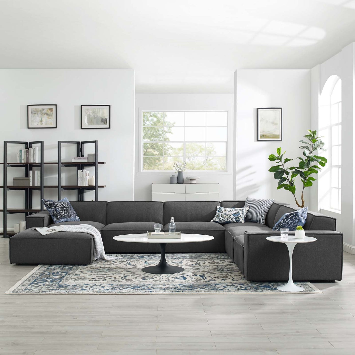 Restore 7-Piece Sectional Sofa, Fabric, Dark Grey Gray, 19276