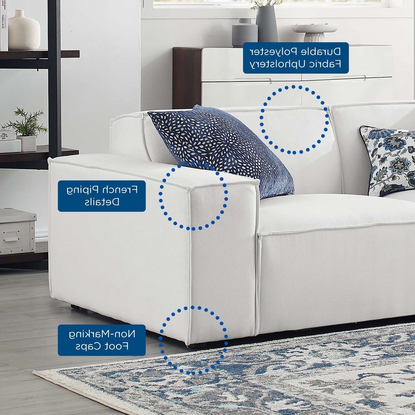 Restore 7-Piece Sectional Sofa, Fabric, White, 19277