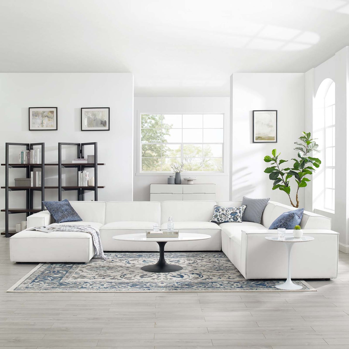 Restore 7-Piece Sectional Sofa, Fabric, White, 19277