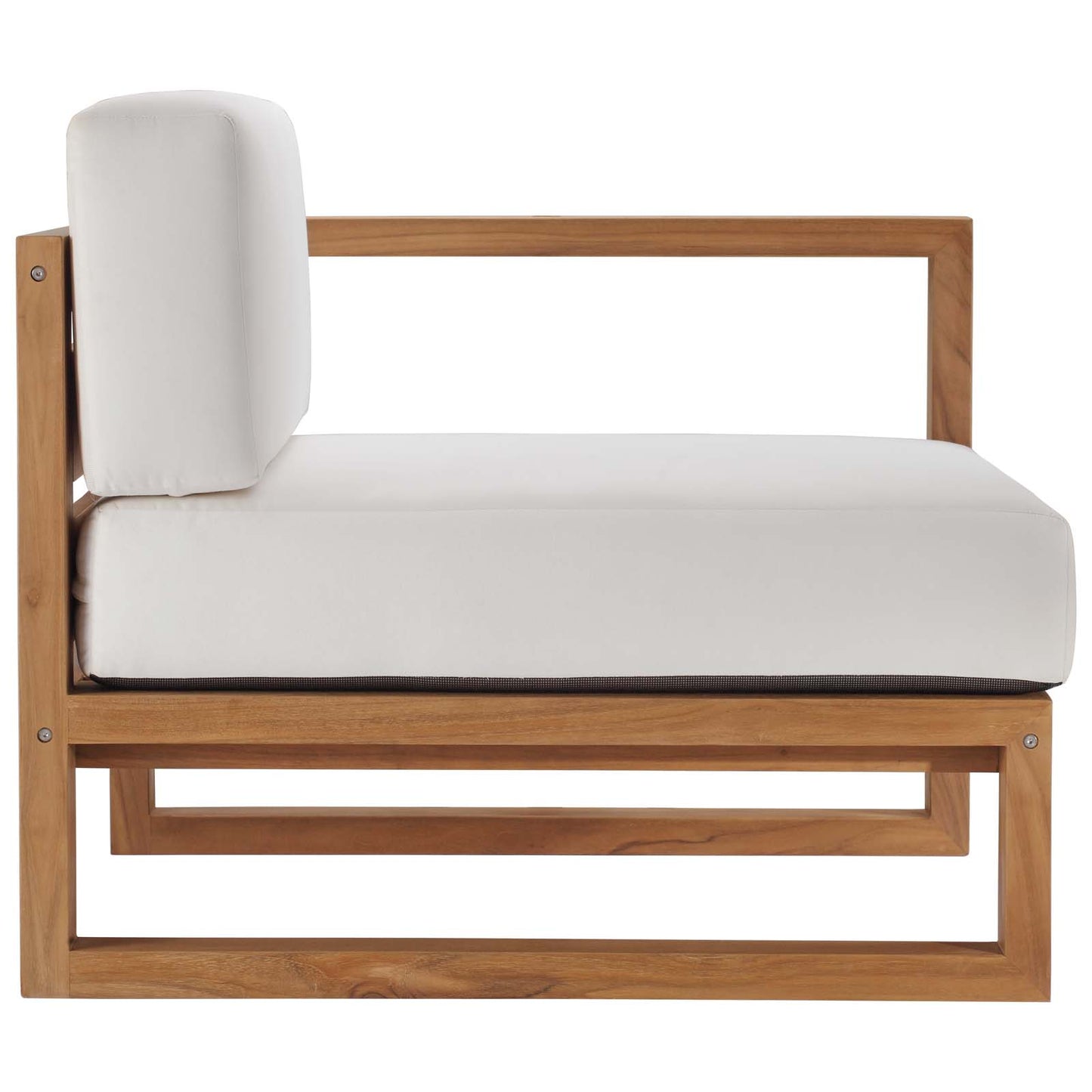 Upland Outdoor Patio Teak Wood Right-Arm Chair, Wood, Brown Natural White, 19281