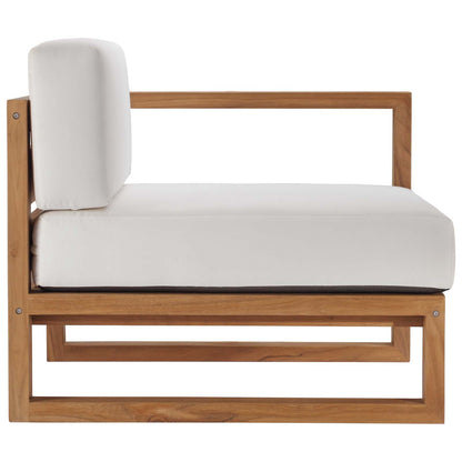 Upland Outdoor Patio Teak Wood Right-Arm Chair, Wood, Brown Natural White, 19281