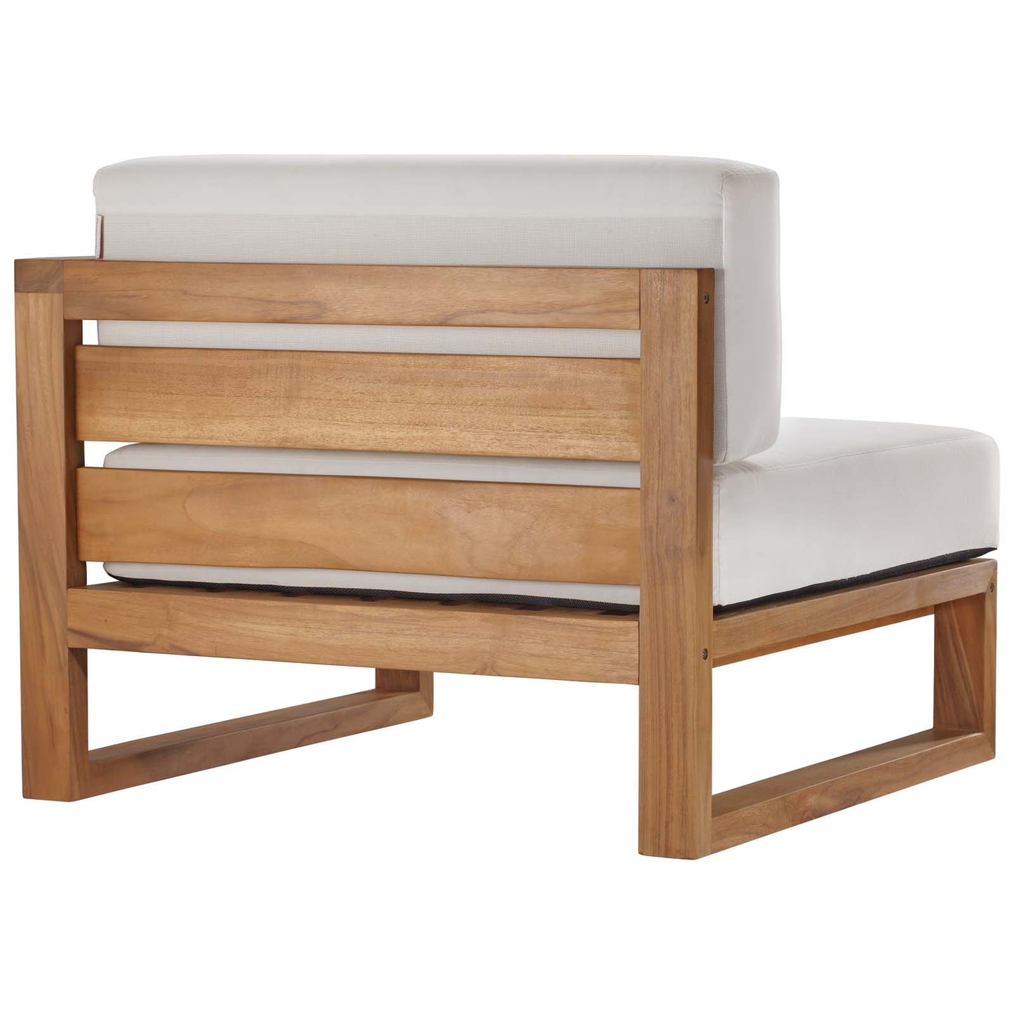 Upland Outdoor Patio Teak Wood Right-Arm Chair, Wood, Brown Natural White, 19281