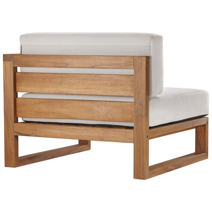 Upland Outdoor Patio Teak Wood Right-Arm Chair, Wood, Brown Natural White, 19281