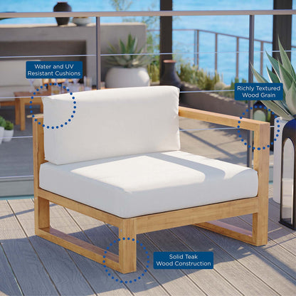 Upland Outdoor Patio Teak Wood Right-Arm Chair, Wood, Brown Natural White, 19281