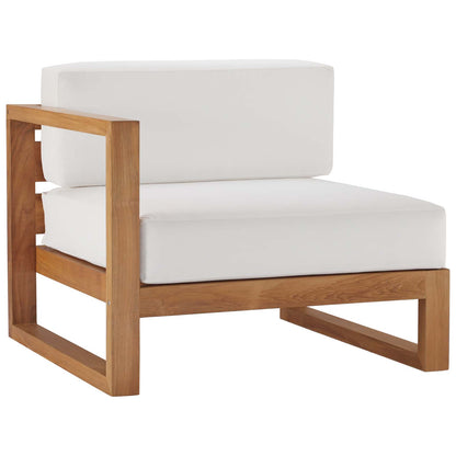 Upland Outdoor Patio Teak Wood Left-Arm Chair, Wood, Brown Natural White, 19282