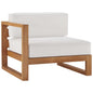 Upland Outdoor Patio Teak Wood Left-Arm Chair, Wood, Brown Natural White, 19282