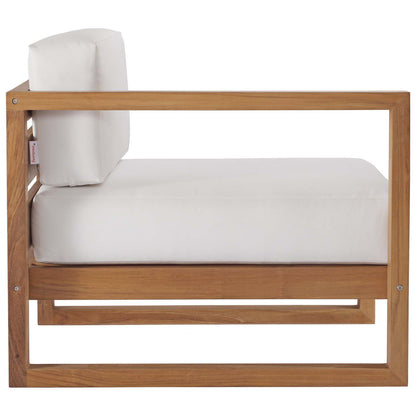 Upland Outdoor Patio Teak Wood Left-Arm Chair, Wood, Brown Natural White, 19282