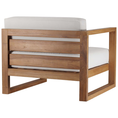 Upland Outdoor Patio Teak Wood Left-Arm Chair, Wood, Brown Natural White, 19282
