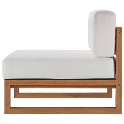 Upland Outdoor Patio Teak Wood Armless Chair, Wood, Brown Natural White, 19283