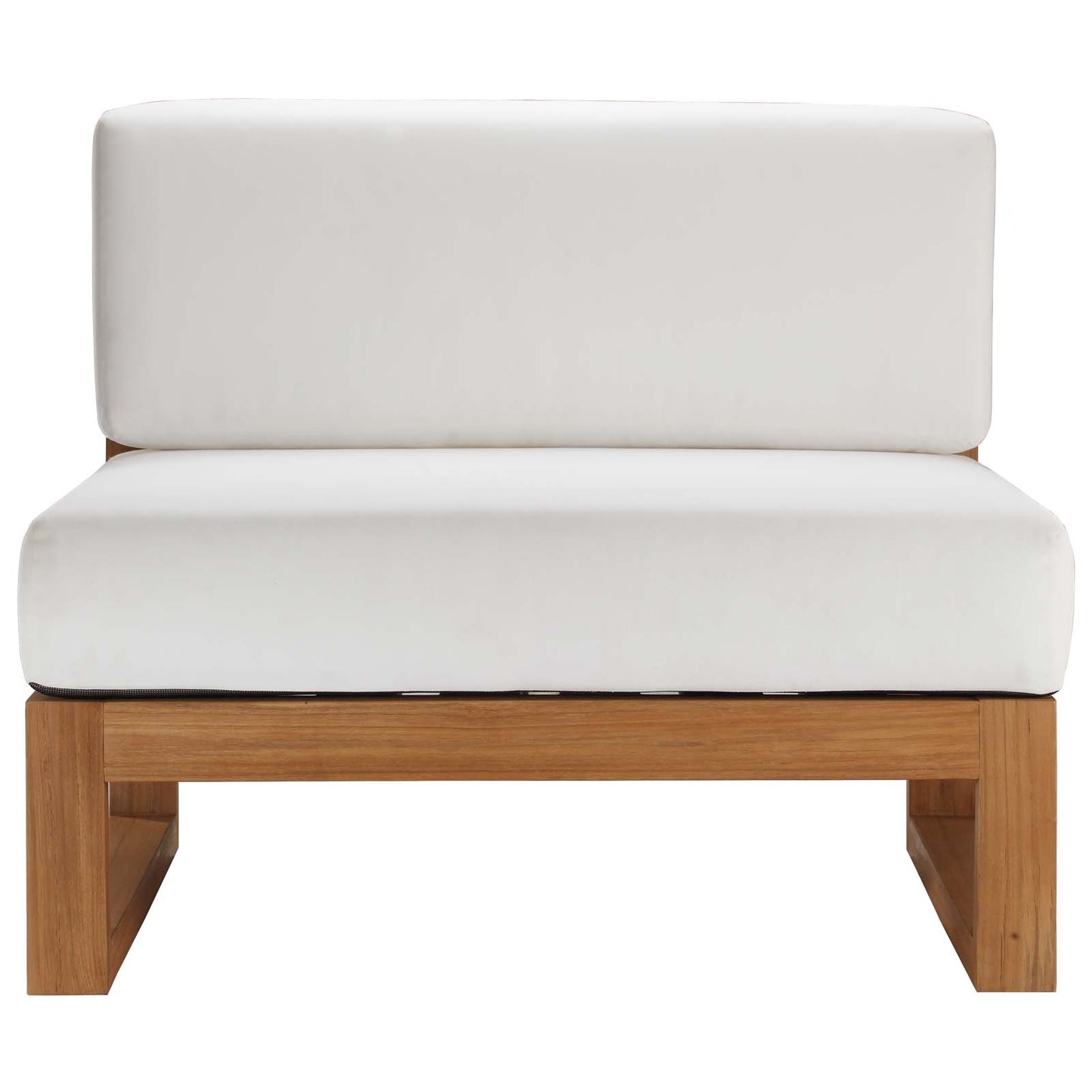 Upland Outdoor Patio Teak Wood Armless Chair, Wood, Brown Natural White, 19283