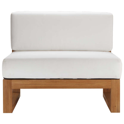 Upland Outdoor Patio Teak Wood Armless Chair, Wood, Brown Natural White, 19283