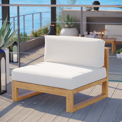 Upland Outdoor Patio Teak Wood Armless Chair, Wood, Brown Natural White, 19283