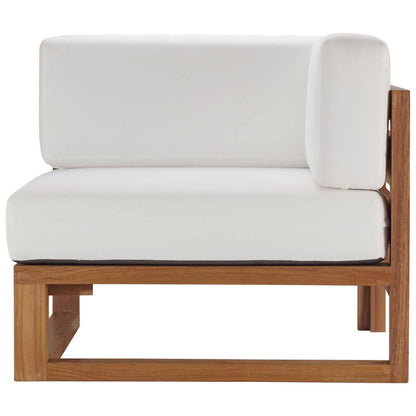 Upland Outdoor Patio Teak Wood Corner Chair, Wood, Brown Natural White, 19284