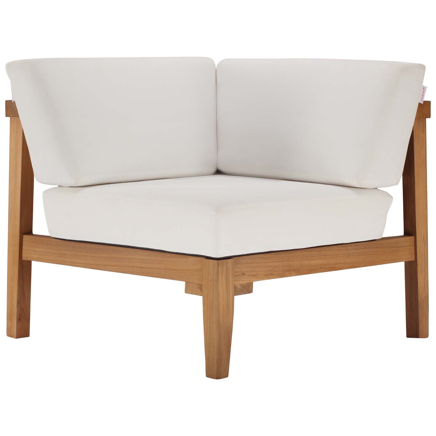 Bayport Outdoor Patio Teak Wood Corner Chair, Wood, Brown Natural White, 19285
