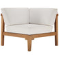 Bayport Outdoor Patio Teak Wood Corner Chair, Wood, Brown Natural White, 19285