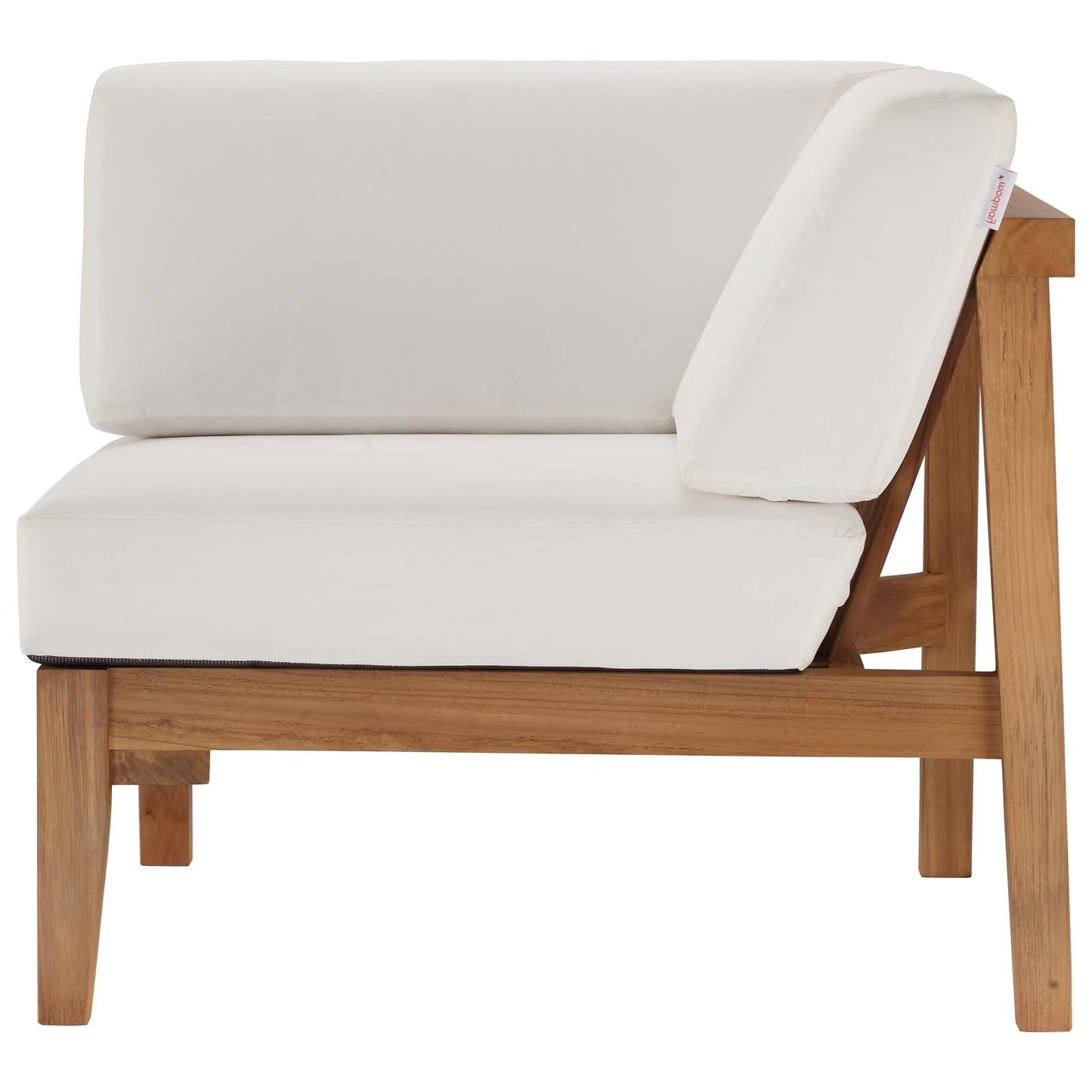 Bayport Outdoor Patio Teak Wood Corner Chair, Wood, Brown Natural White, 19285