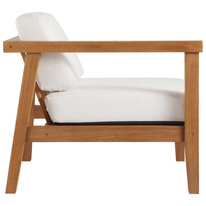 Bayport Outdoor Patio Teak Wood Left-Arm Chair, Wood, Brown Natural White, 19286