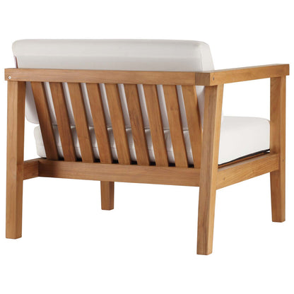 Bayport Outdoor Patio Teak Wood Left-Arm Chair, Wood, Brown Natural White, 19286