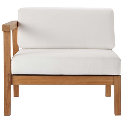 Bayport Outdoor Patio Teak Wood Left-Arm Chair, Wood, Brown Natural White, 19286