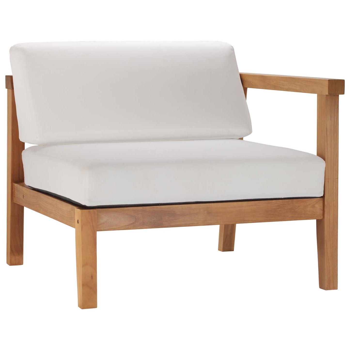 Bayport Outdoor Patio Teak Wood Right-Arm Chair, Wood, Brown Natural White, 19287