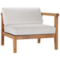 Bayport Outdoor Patio Teak Wood Right-Arm Chair, Wood, Brown Natural White, 19287