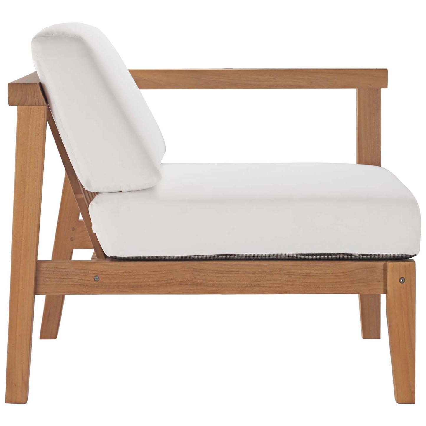 Bayport Outdoor Patio Teak Wood Right-Arm Chair, Wood, Brown Natural White, 19287