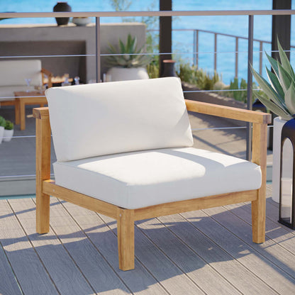 Bayport Outdoor Patio Teak Wood Right-Arm Chair, Wood, Brown Natural White, 19287