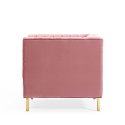 Shift Channel Tufted Performance Velvet Armchair, Velvet, Pink, 19288