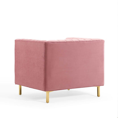 Shift Channel Tufted Performance Velvet Armchair, Velvet, Pink, 19288