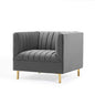 Shift Channel Tufted Performance Velvet Armchair, Velvet, Grey Gray, 19289
