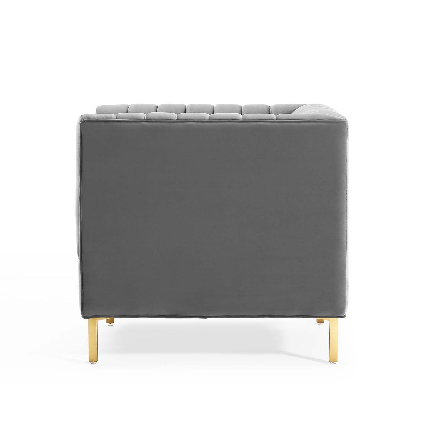 Shift Channel Tufted Performance Velvet Armchair, Velvet, Grey Gray, 19289