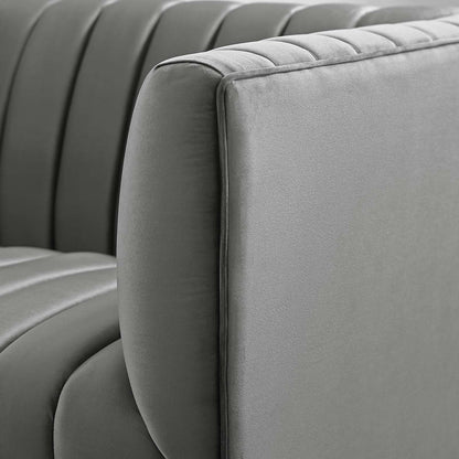 Shift Channel Tufted Performance Velvet Armchair, Velvet, Grey Gray, 19289