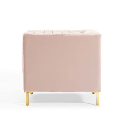 Shift Channel Tufted Performance Velvet Armchair, Velvet, Pink, 19291