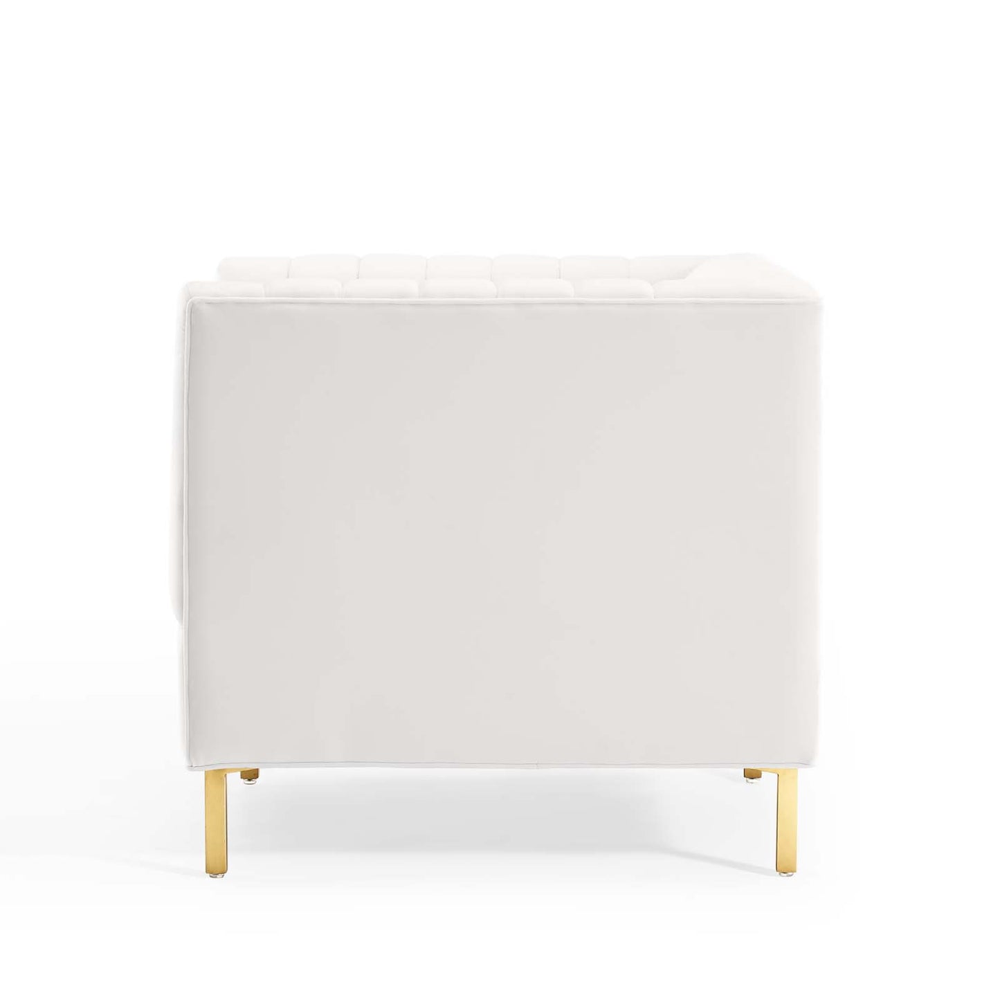 Shift Channel Tufted Performance Velvet Armchair, Velvet, White, 19292