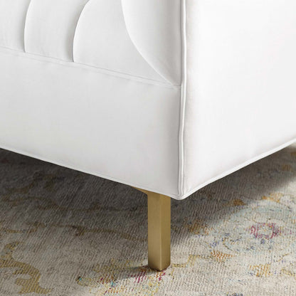 Shift Channel Tufted Performance Velvet Armchair, Velvet, White, 19292