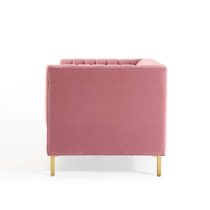 Shift Channel Tufted Performance Velvet Loveseat, Velvet, Pink, 19293