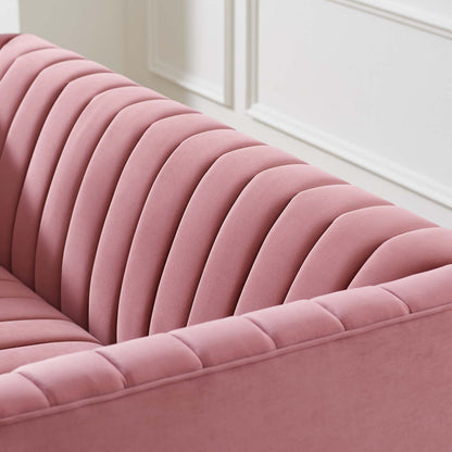 Shift Channel Tufted Performance Velvet Loveseat, Velvet, Pink, 19293