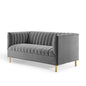 Shift Channel Tufted Performance Velvet Loveseat, Velvet, Grey Gray, 19294