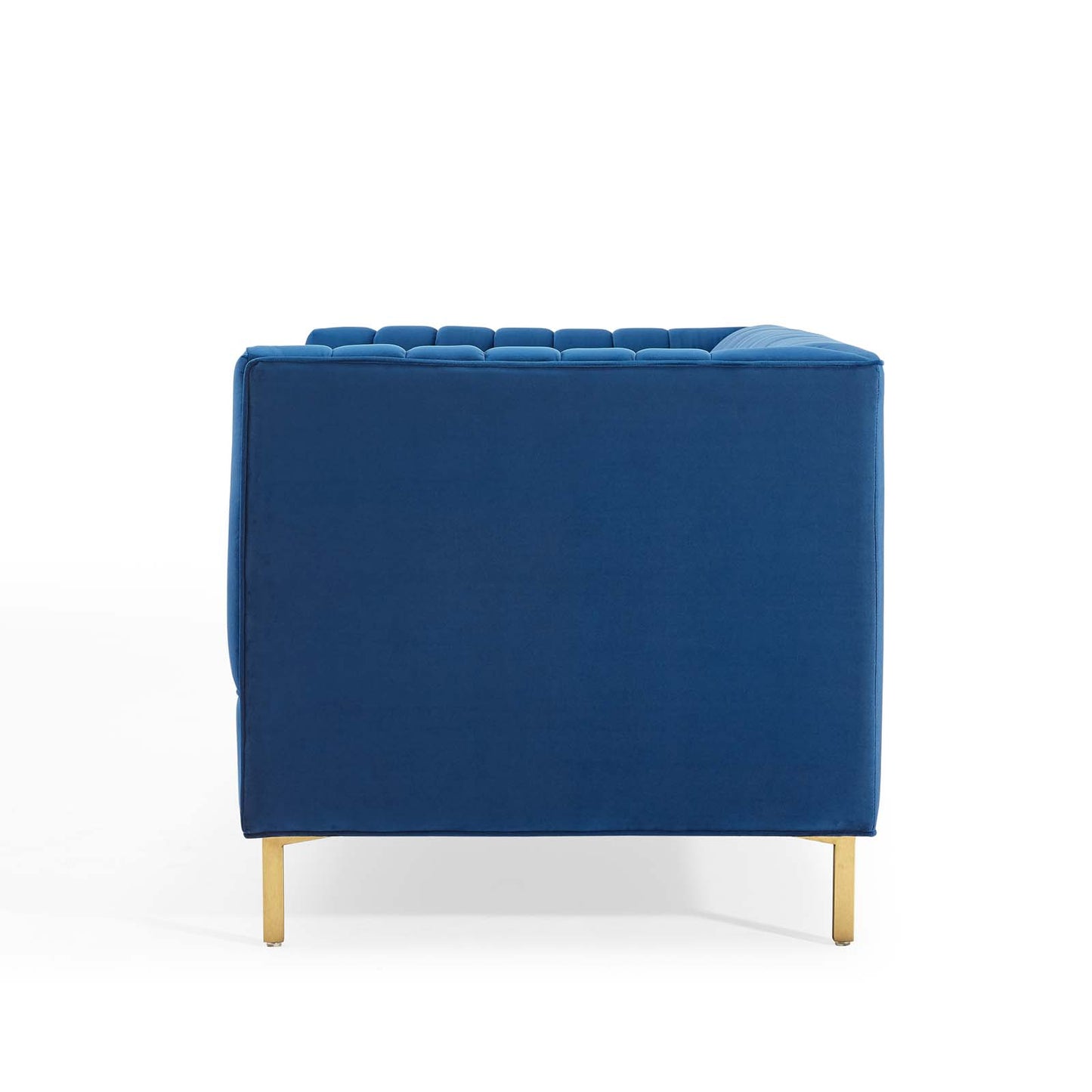 Shift Channel Tufted Performance Velvet Loveseat, Velvet, Blue Navy, 19295