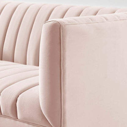 Shift Channel Tufted Performance Velvet Loveseat, Velvet, Pink, 19296