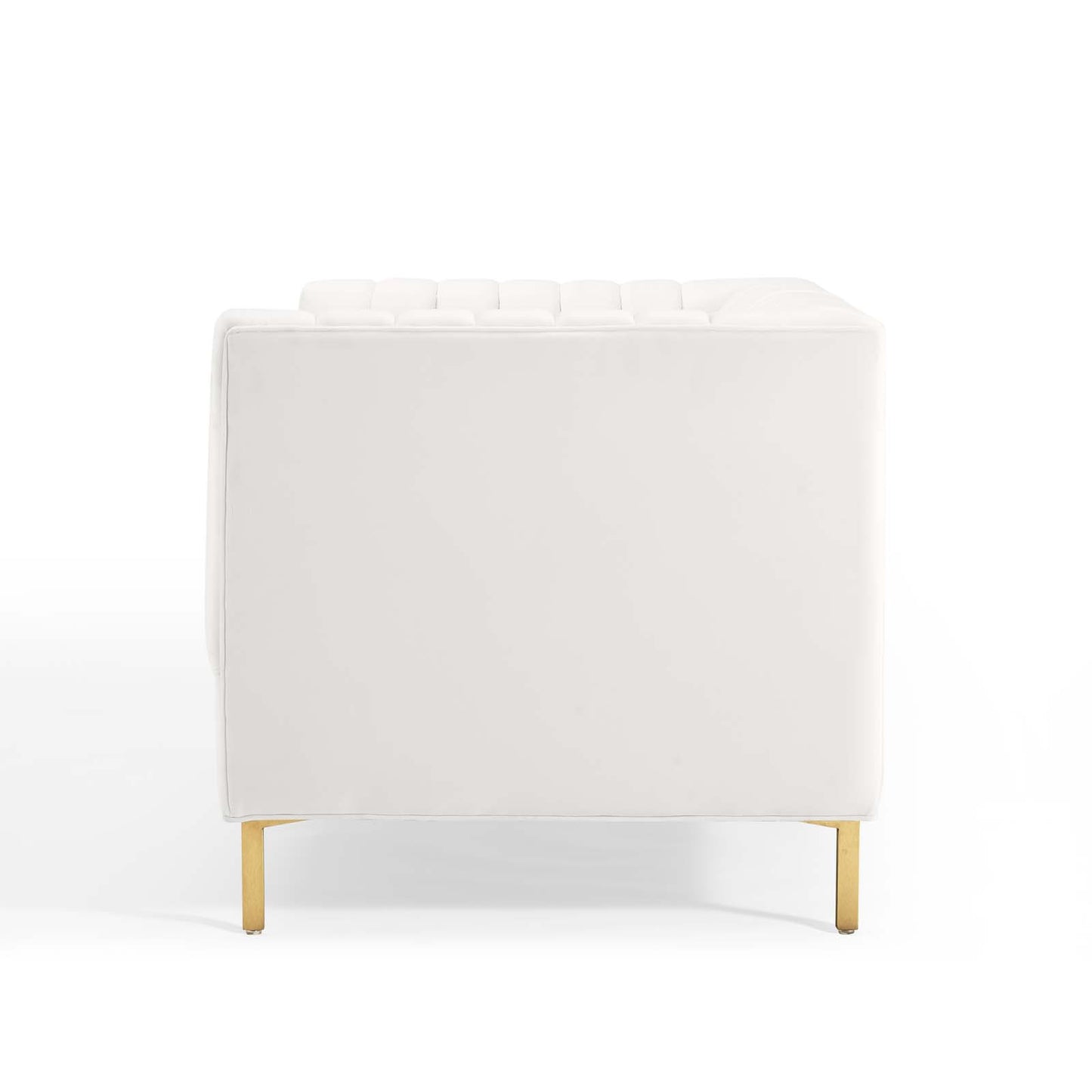 Shift Channel Tufted Performance Velvet Loveseat, Velvet, White, 19297